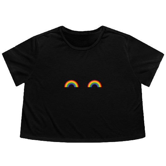 LGBT Rainbow Flag Titties Flowy Cropped Tees