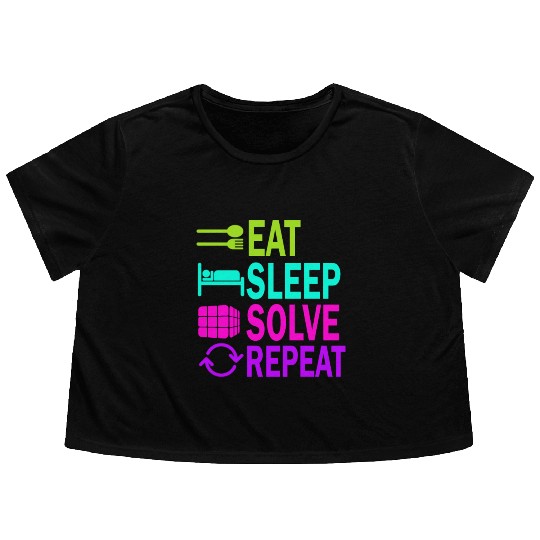 Eat Sleep Solve Repeat Math Speed Cubing Genie Flowy Cropped Tees