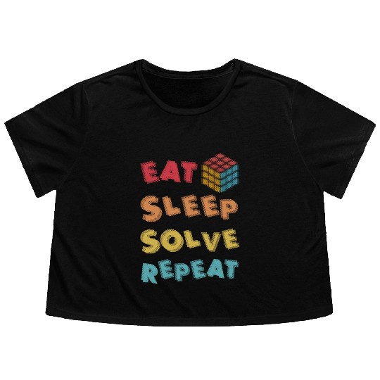 Eat Sleep Solve Repeat Math Speed Cubing Genie Flowy Cropped Tees