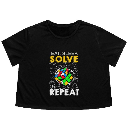 Eat Sleep Solve Repeat Math Speed Cubing Genie Flowy Cropped Tees