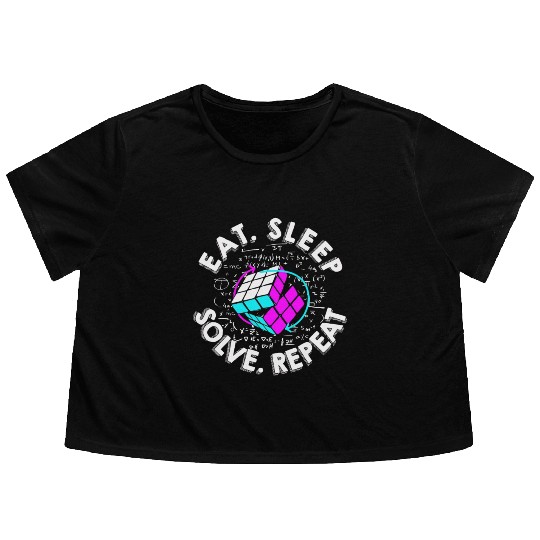 Eat Sleep Solve Repeat Math Speed Cubing Genie Flowy Cropped Tees