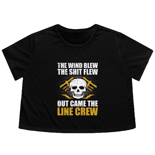 Funny Electrical Lineman Saying Thank A Lineman Flowy Cropped Tees