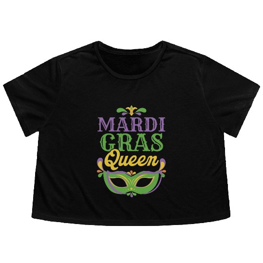 Mardi Gras - Queen Flowy Cropped Tees