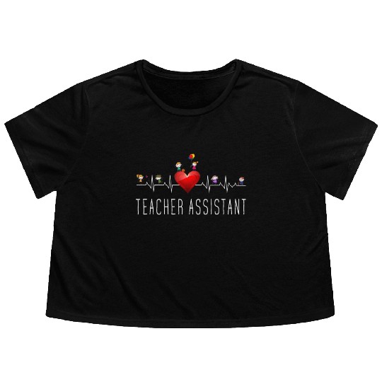Teacher Assistant Heartbeat Kindergarten Flowy Cropped Tees