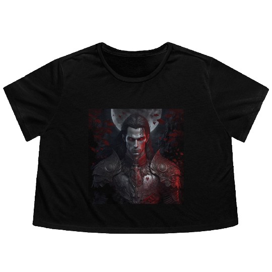 Dark fantasy vampire version 8 Flowy Cropped Tees