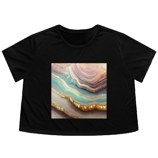 Pastel Agate Geode Stone Flowy Cropped Tees