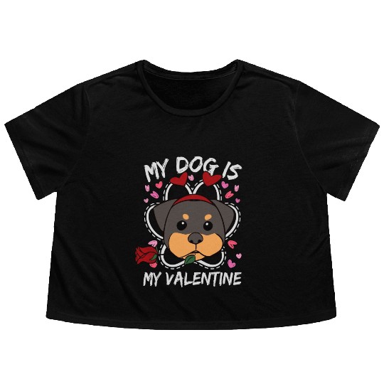 My Dog Is My Valentine Flowy Cropped Tees