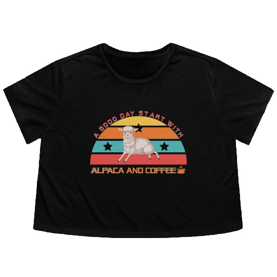 Alpaca and coffee Flowy Cropped Tees