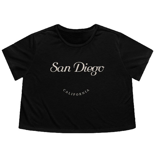San Diego California White Font Flowy Cropped Tees