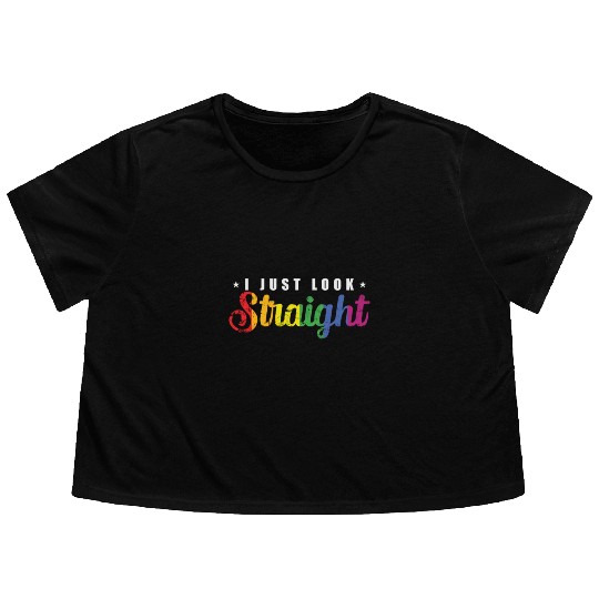 I just look straight LGBT Rainbow Pride Flowy Cropped Tees