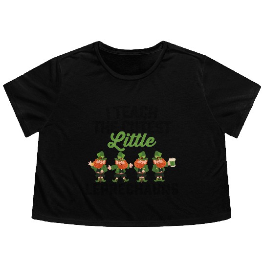 I Teach The Cutest Little Leprechauns Flowy Cropped Tees