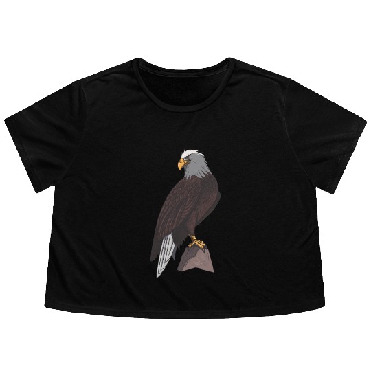 Eagle flying perching Flowy Cropped Tees