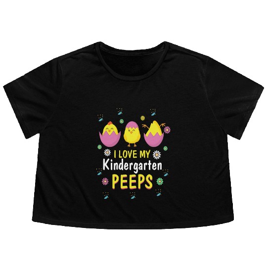 Easter Kindergarten Teacher Gift Easter Flowy Cropped Tees