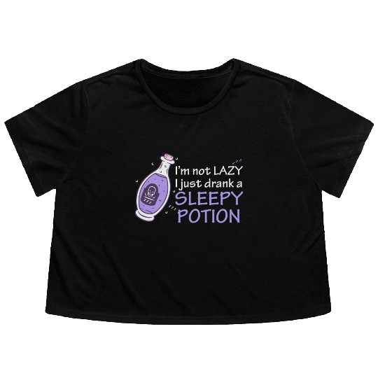 Funny Witch Procrastinating Sleep Potion Pagan Wit Flowy Cropped Tees