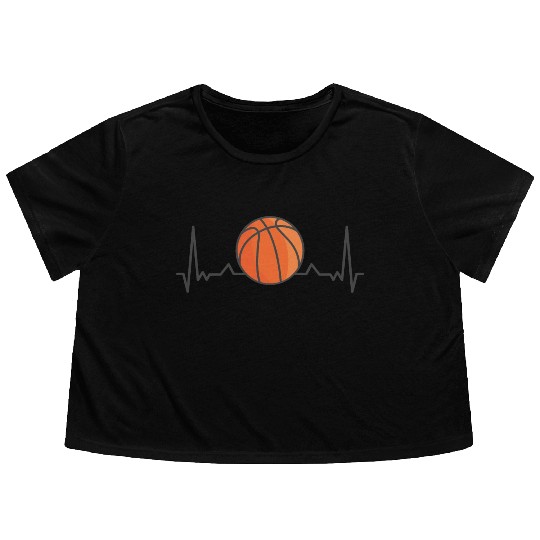 Basketball Heartbeat Flowy Cropped Tees