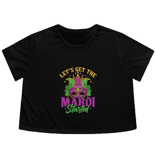 Let's Get The Mardi Started Mardi Gras Parade Flowy Cropped Tees