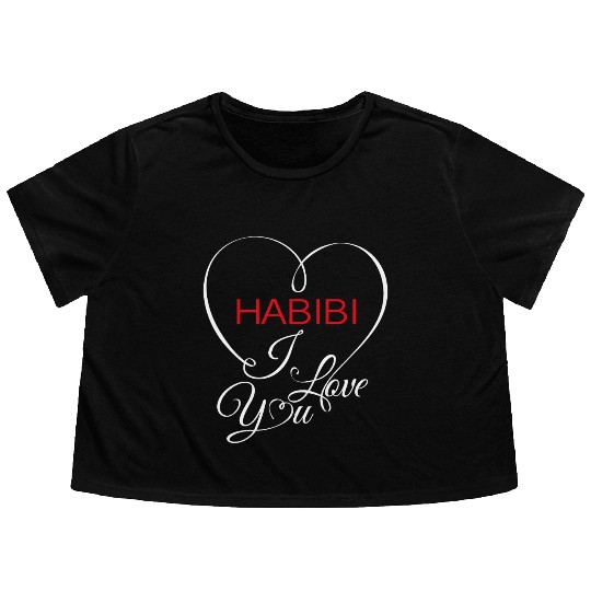 Habibi i love you Flowy Cropped Tees