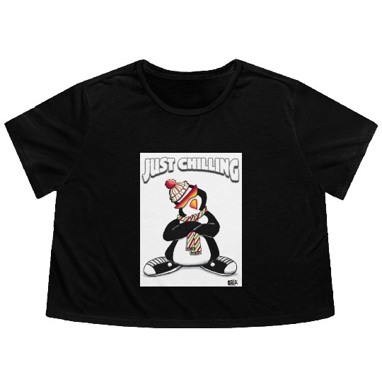 Just Chilling Penguin by Black Sheep Graphix Flowy Cropped Tees