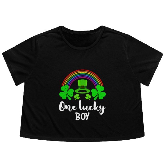 One Lucky Boy St Patrick's Day Flowy Cropped Tees