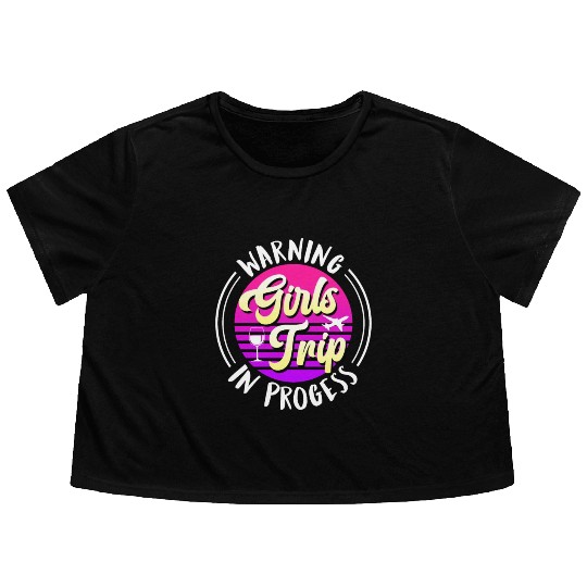 Warning girls trip in progress Spring Break Flowy Cropped Tees