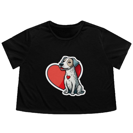 Valentine’s Day Cute Dog Flowy Cropped Tees