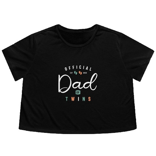 Dad of Twins Funny New Daddy To Be Expecting 2023 Flowy Cropped Tees