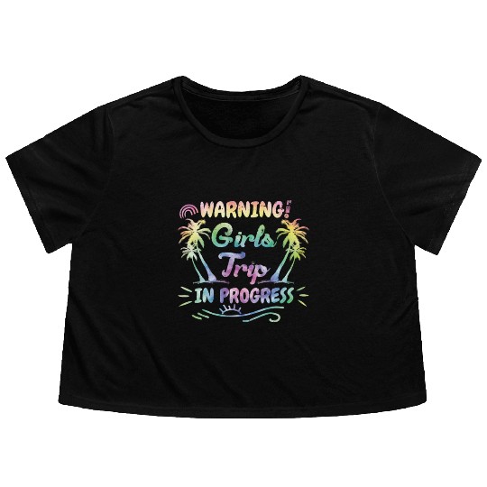 Attention girls trip in progress Spring Break Flowy Cropped Tees