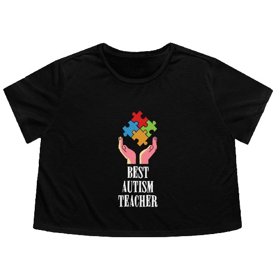 Autism Teacher Flowy Cropped Tees