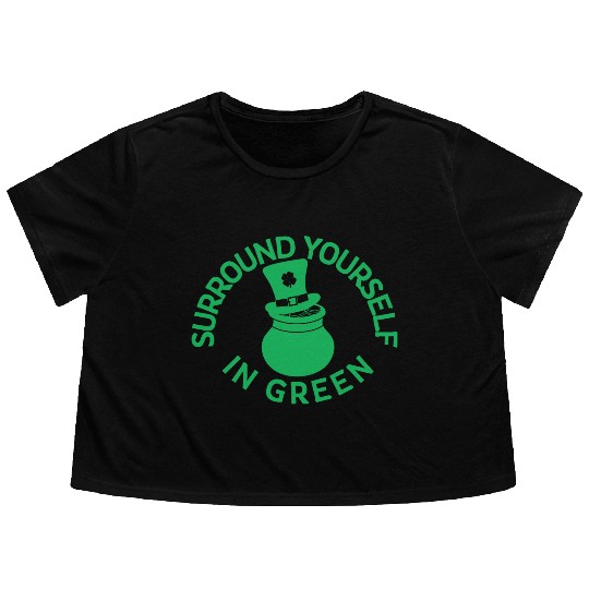 Surround Yourself In Green Flowy Cropped Tees