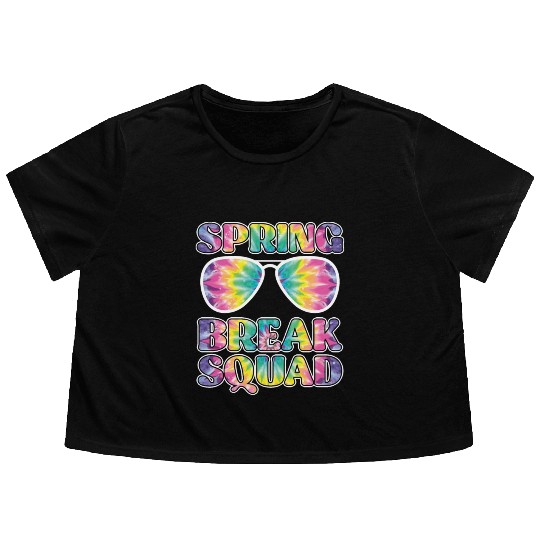 Spring Break Squad Summer Vacation Spring Break Flowy Cropped Tees