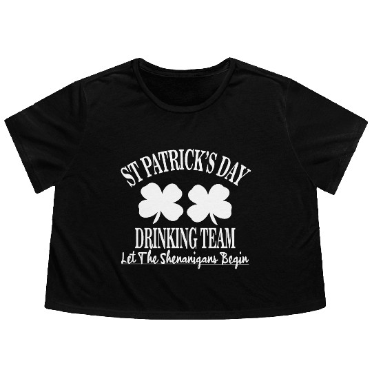 St Patrick Day Drinking Team Let The Shenanigan Flowy Cropped Tees