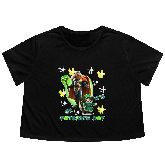 Kids St. Patrick's Day Shamrock "Thor, anime" Flowy Cropped Tees