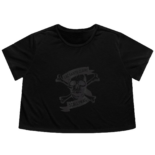 Michigan Lake St Clair Pirate Skull Bones Boating Flowy Cropped Tees