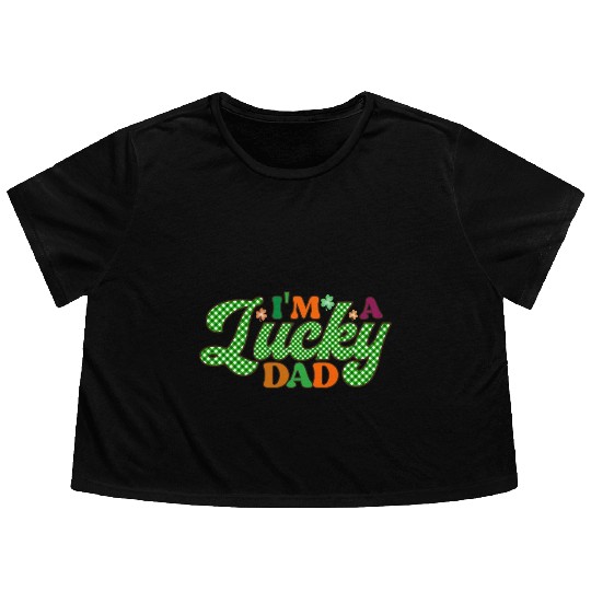 Im A Lucky Dad Sublimation Flowy Cropped Tees