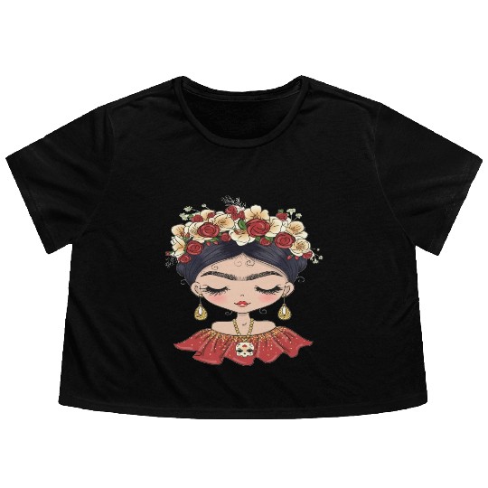 Frida Kahlo Flowy Cropped Tees