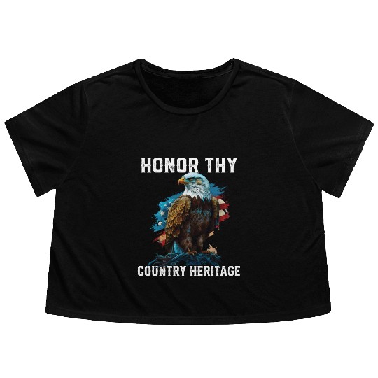 Honor Thy Country Heritage American Bald Eagle Flowy Cropped Tees