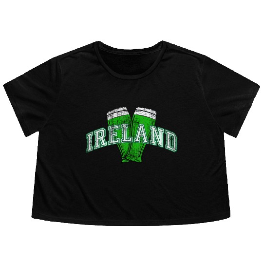 st patricks day - ireland Flowy Cropped Tees