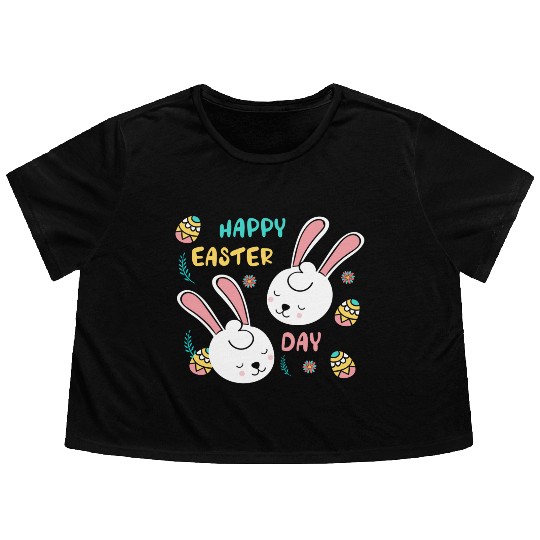 Easter Sunday Bunny Flowy Cropped Tees