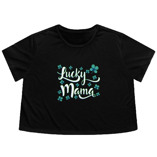 Lucky Mama St. Patrick's Day Mom Flowy Cropped Tees