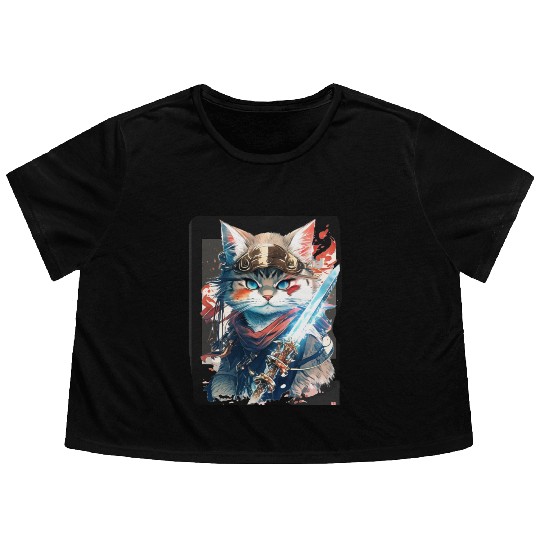 Japanese Samurai Ninja Flowy Cropped Tees