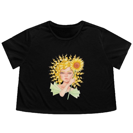 Sunflower Girl Flowy Cropped Tees