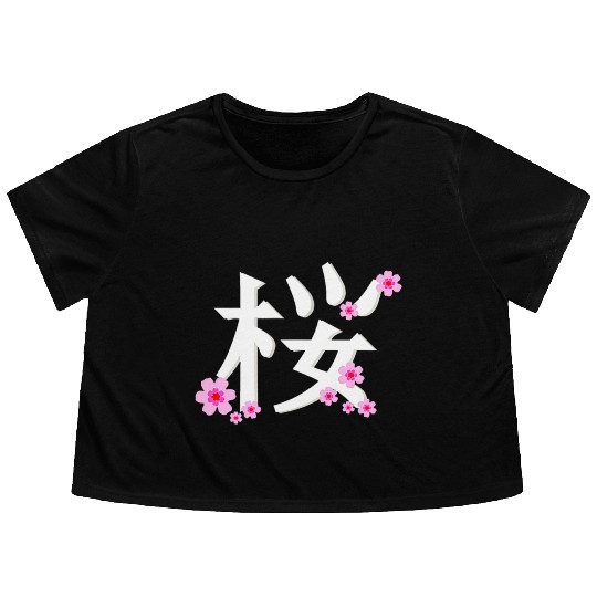 Cherry Blossom Flower Flowy Cropped Tees