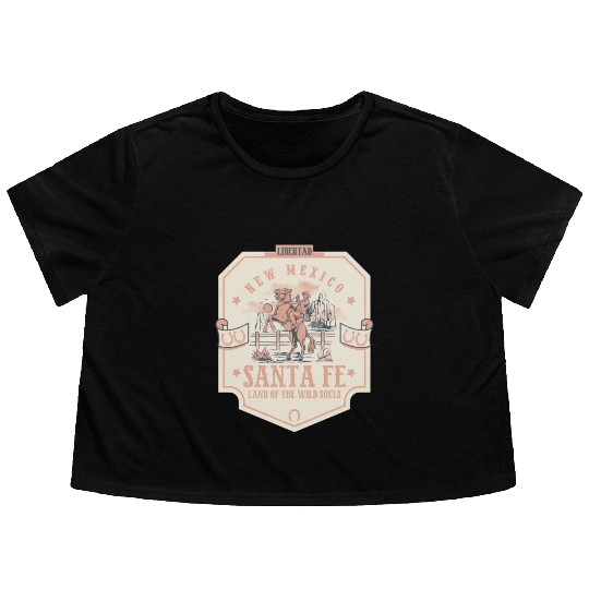 santa fe new mexico wild west town Flowy Cropped Tees
