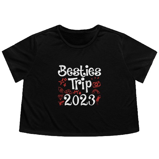 Besties Trip 2023 Summer Vacation Spring Break Flowy Cropped Tees