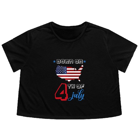 USA Born on 4th of July Flowy Cropped Tees