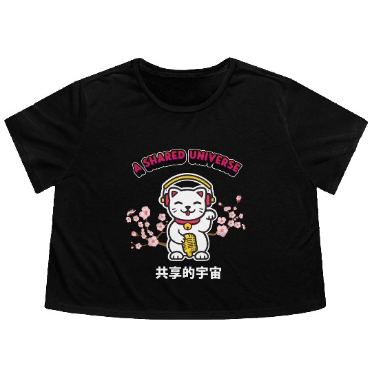 A Shared Universe Lucky Cat Flowy Cropped Tees