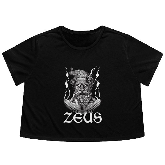 Zeus God Lightning Greek Mythology Flowy Cropped Tees