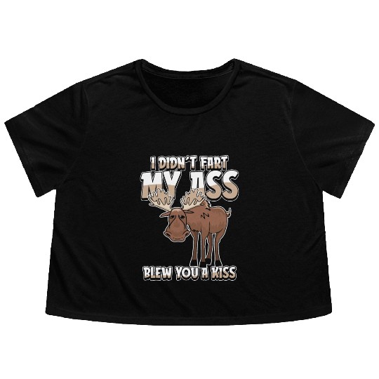 Moose Elk Funny Flowy Cropped Tees
