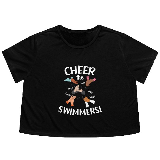 Cheer The Swimmers Clapping Hands Pool Sports Flowy Cropped Tees