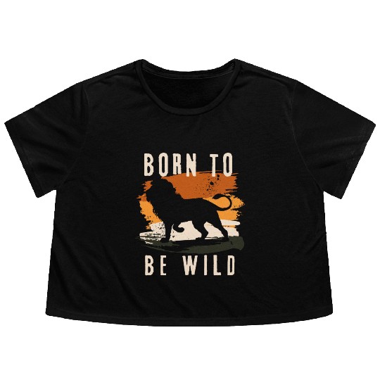 Born to be wild Lion Animal Flowy Cropped Tees